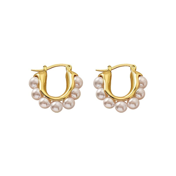 GOLD BUBBLY PEARL HOOPS